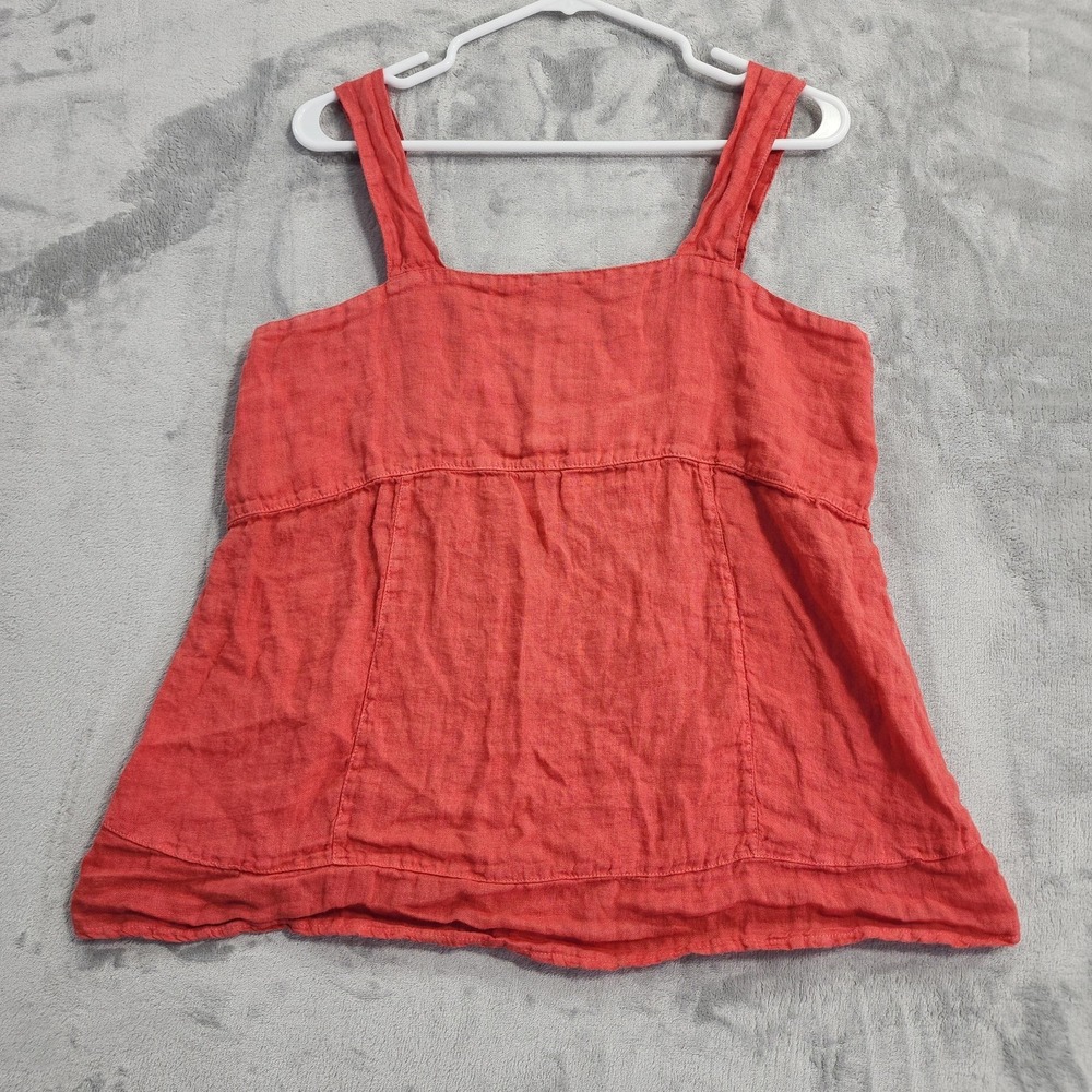 Francesca Bettini Top Womens M‎ Orange Linen Square Neck Tank Made In Italy
